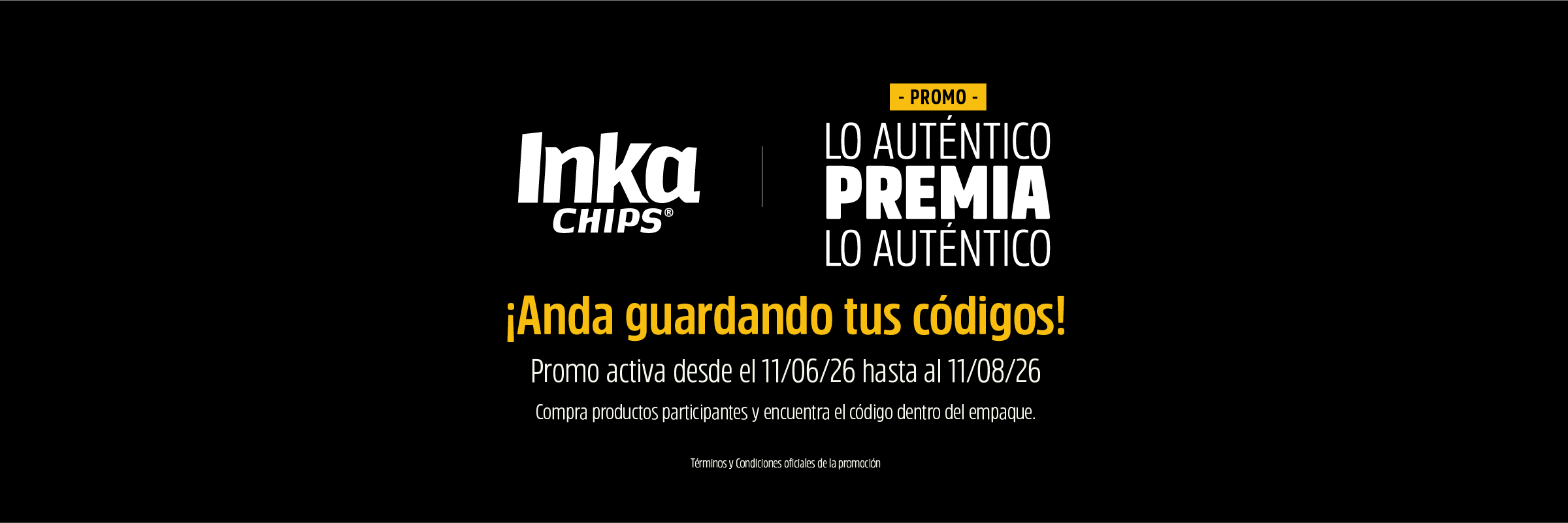 Promoción Inka Chips — Lo Auténtico Premia lo Auténtico. Términos y Condiciones oficiales de la promoción.